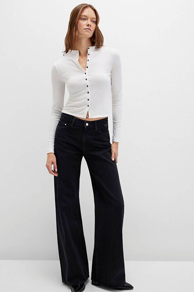 Kadın Önü Düğmeli Modelli Penye 1613695-70057 Ekru 