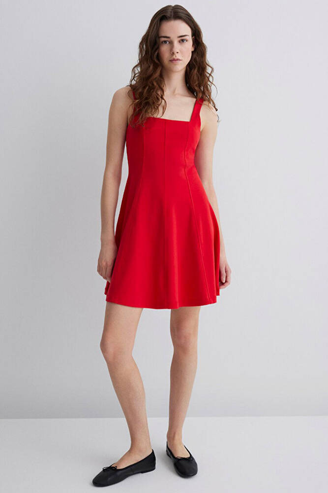 Kadın Örme Mini Elbise 1310679-82580 Kırmızı 