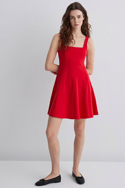 Kadın Örme Mini Elbise 1310679-82580 Kırmızı (2)