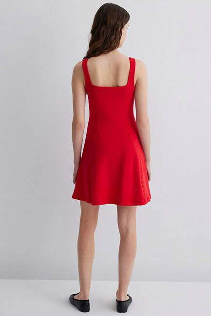 Kadın Örme Mini Elbise 1310679-82580 Kırmızı - Thumbnail