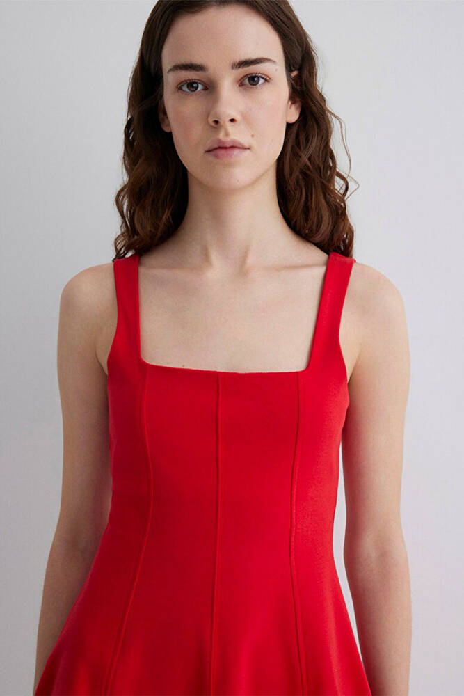 Kadın Örme Mini Elbise 1310679-82580 Kırmızı 