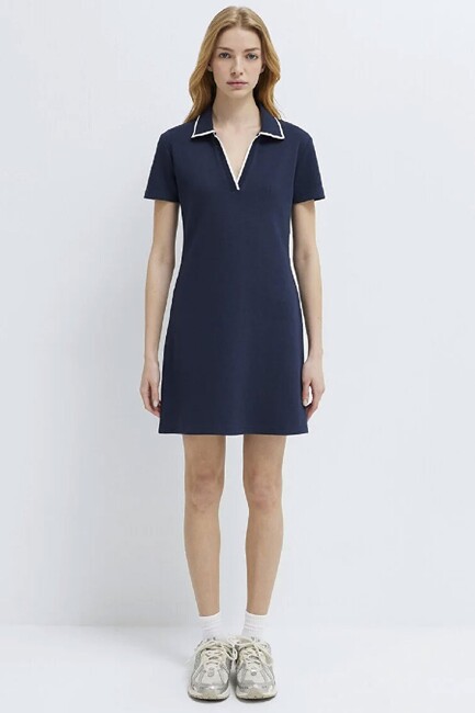 Kadın Örme Mini Elbise 1310775-90372 Lacivert (3)