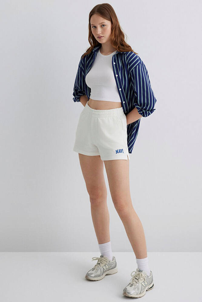 Kadın Örme Şort 1410155-70000 Beyaz 