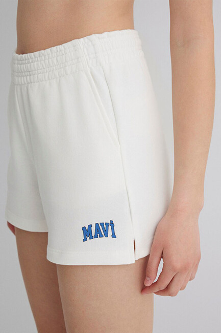 Kadın Örme Şort 1410155-70000 Beyaz - Thumbnail