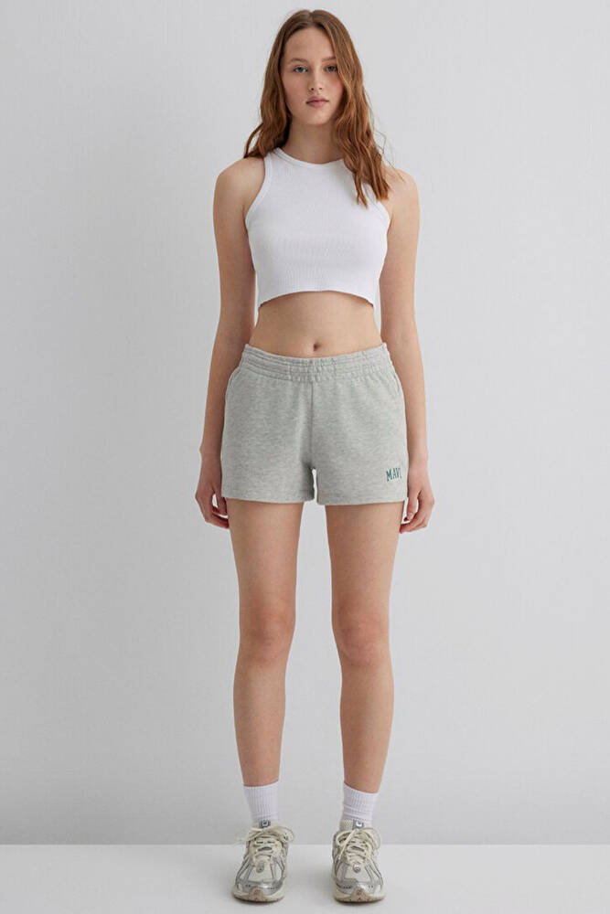 Kadın Örme Şort 1410155-82816 Gri 