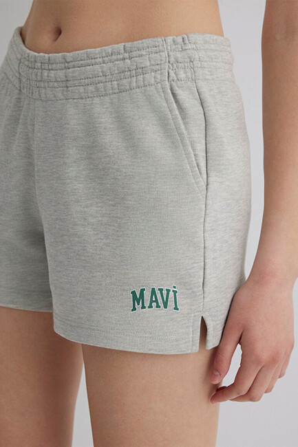 Kadın Örme Şort 1410155-82816 Gri - Thumbnail