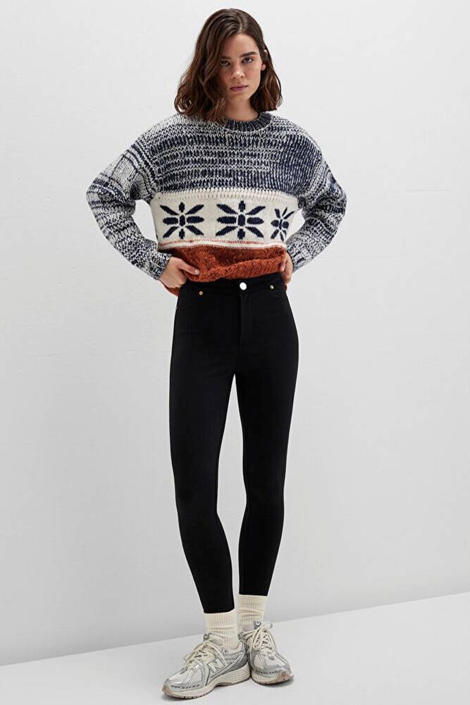 Kadın Örme Tayt 1011096-900 Siyah 