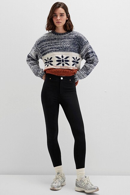 Kadın Örme Tayt 1011096-900 Siyah (3)