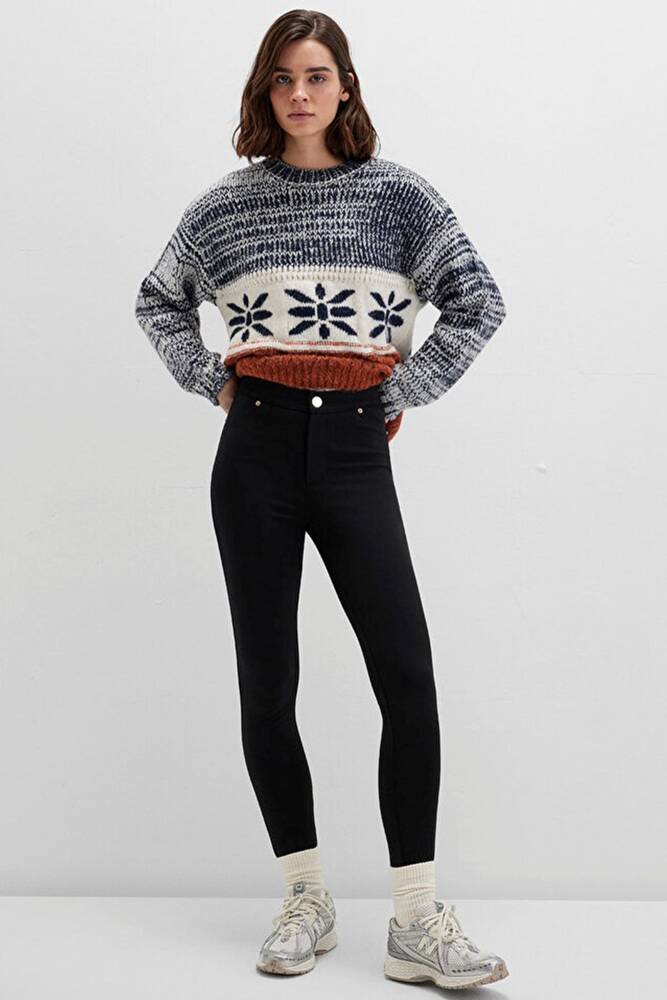 Kadın Örme Tayt 1011096-900 Siyah 