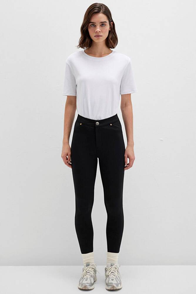 Kadın Örme Tayt 1011096-900 Siyah 