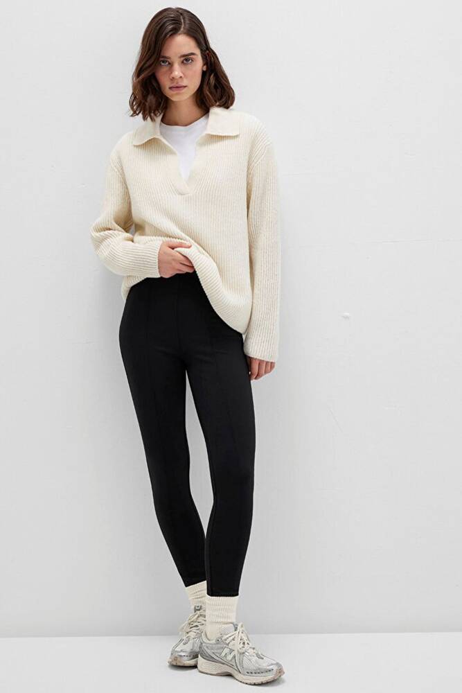 Kadın Örme Tayt 1011098-900 Siyah 