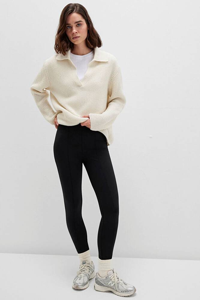 Kadın Örme Tayt 1011098-900 Siyah 