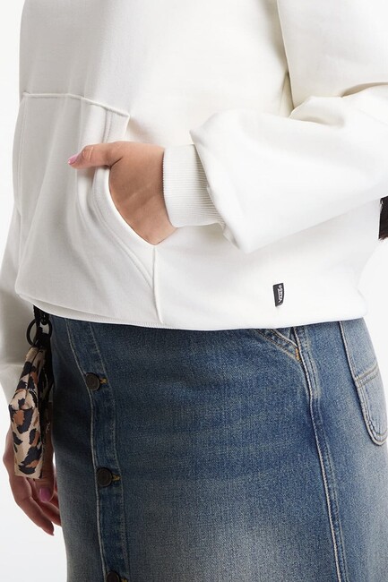 Kadın Oval Logo Relaxed Sweat VN0010EHFS81 Ekru - Thumbnail