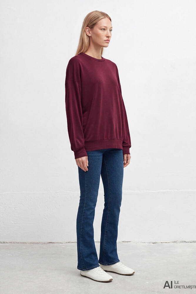 Kadın Oversıze Sweat 168837-70422 Bordo - 3
