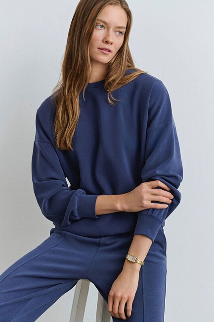 Kadın Oversize Sweat 168837-70491 Lacivert (1)
