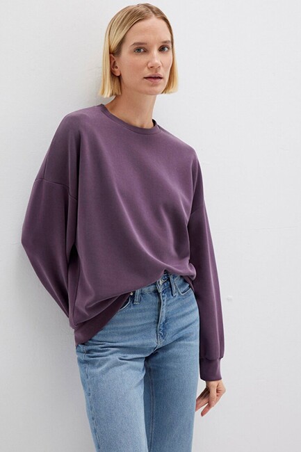 Kadın Oversize Sweat 168837-70635 Mor (1)