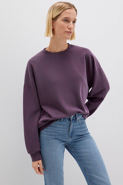 Kadın Oversize Sweat 168837-70635 Mor (2)