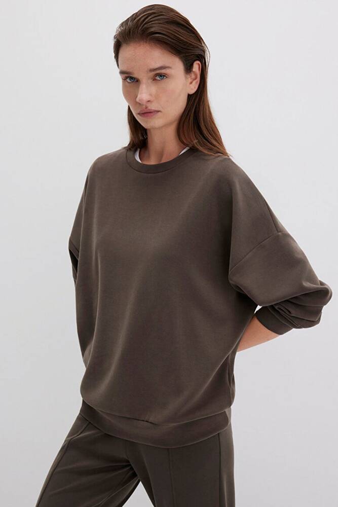 Kadın Oversize Sweat 168837-90707 Kahve 