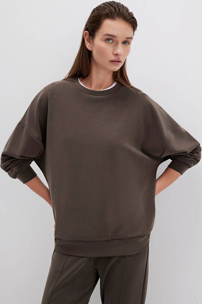 Kadın Oversize Sweat 168837-90707 Kahve 