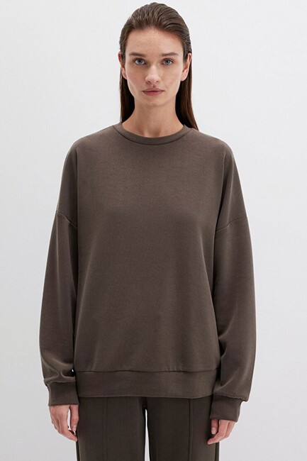 Kadın Oversize Sweat 168837-90707 Kahve (3)