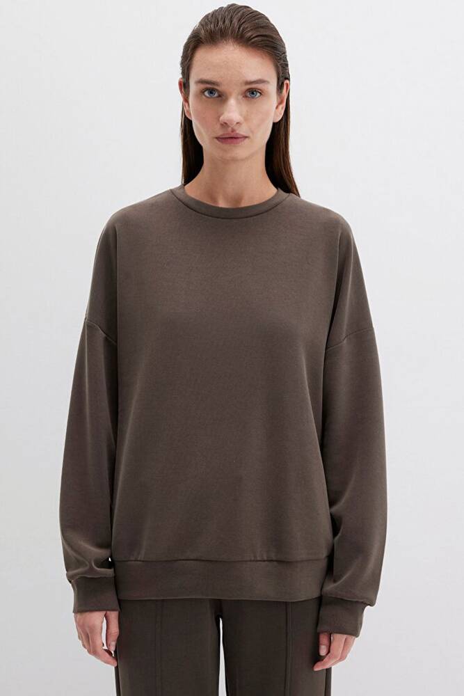 Kadın Oversize Sweat 168837-90707 Kahve 