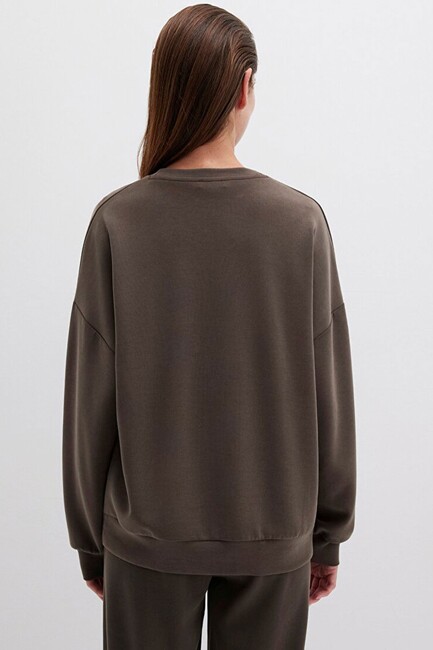 Kadın Oversize Sweat 168837-90707 Kahve - Thumbnail