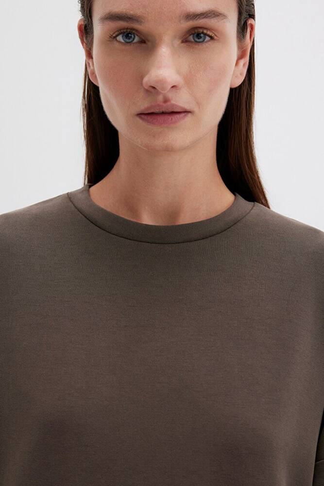 Kadın Oversize Sweat 168837-90707 Kahve 