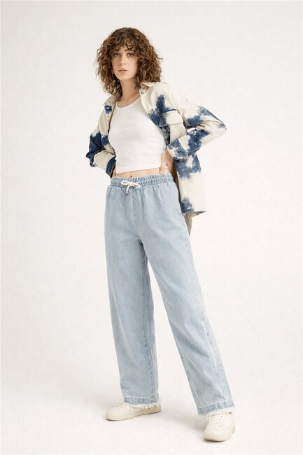 Kadın Paçası Püsküllü Denim Pantolon 26Y0416K1 Mavi (2)