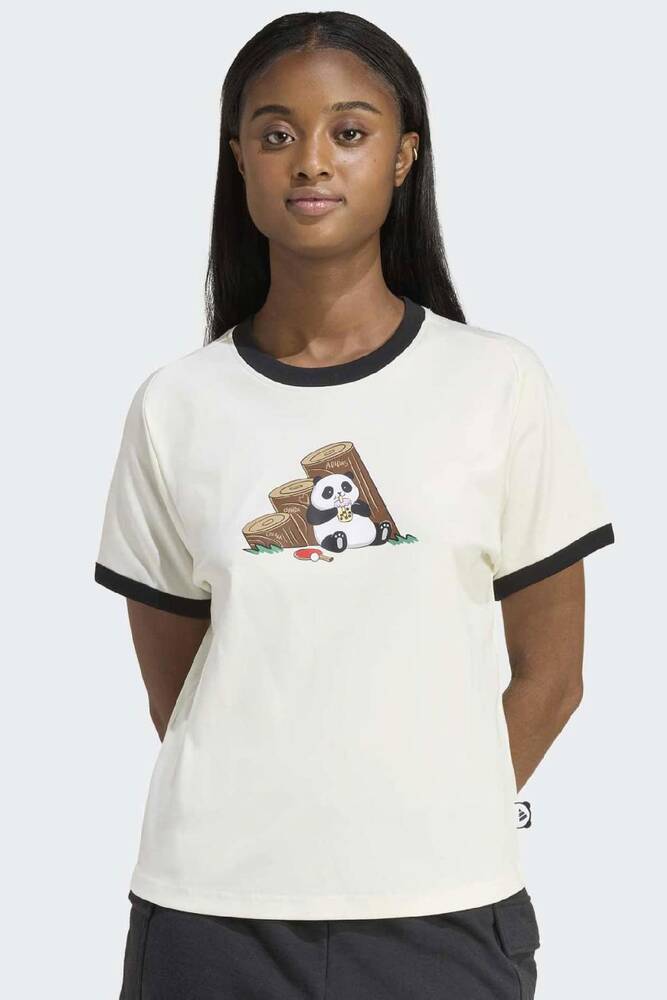 Kadın Panda Baskılı Tişört KB7214 Beyaz 