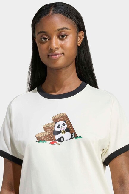 Kadın Panda Baskılı Tişört KB7214 Beyaz - Thumbnail