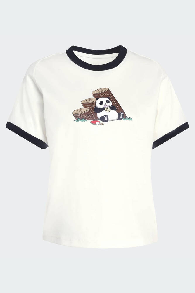 Kadın Panda Baskılı Tişört KB7214 Beyaz 