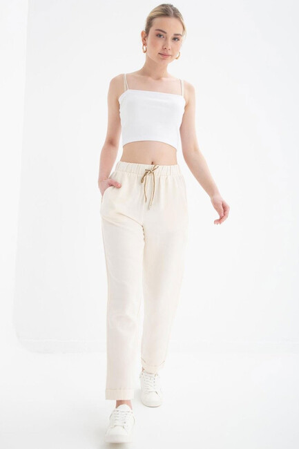 Kadın Pantolon 25Y0250K1 Ekru - Thumbnail