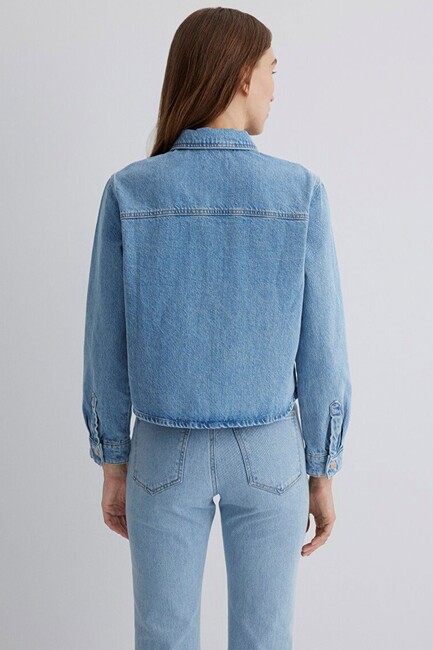Kadın Paola Premium Denim Gömlek 1210779-89212 Mavi - Thumbnail