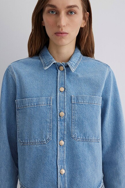 Kadın Paola Premium Denim Gömlek 1210779-89212 Mavi - Thumbnail