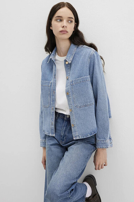 Kadın Paola Premium Denim Gömlek 1210779-89212 Mavi (1)