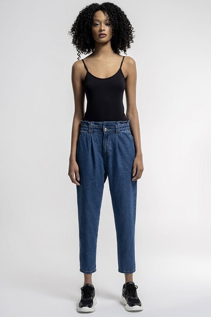 Kadın Paperbag Jean Pantolon LF2036249 Mavi (1)