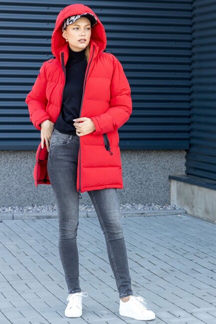 Kadın Paula Premıum Puffer Mont 15326656 Kırmızı (3)