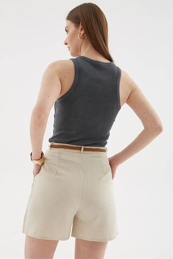 Kadın Pileli Şort 25Y0320K1 Ekru 