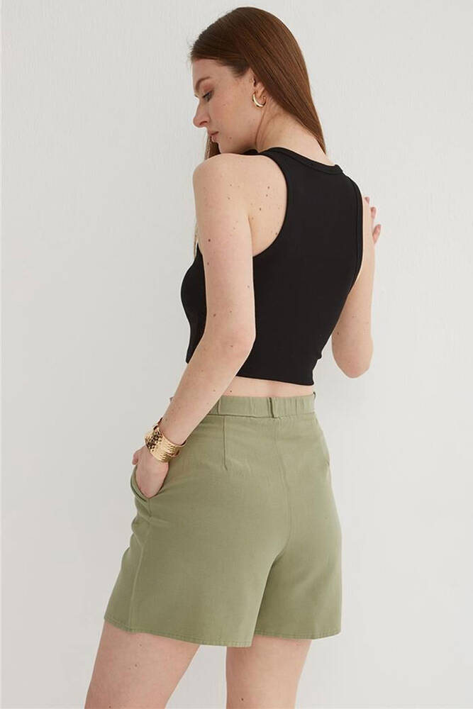 Kadın Pileli Şort 25Y0320K1 Haki 