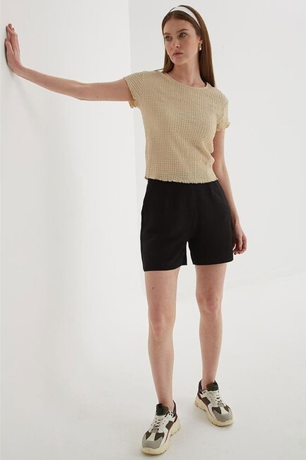 Kadın Pileli Şort 25Y0320K1 Siyah 