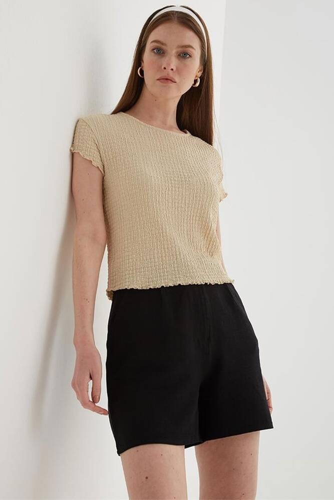 Kadın Pileli Şort 25Y0320K1 Siyah 