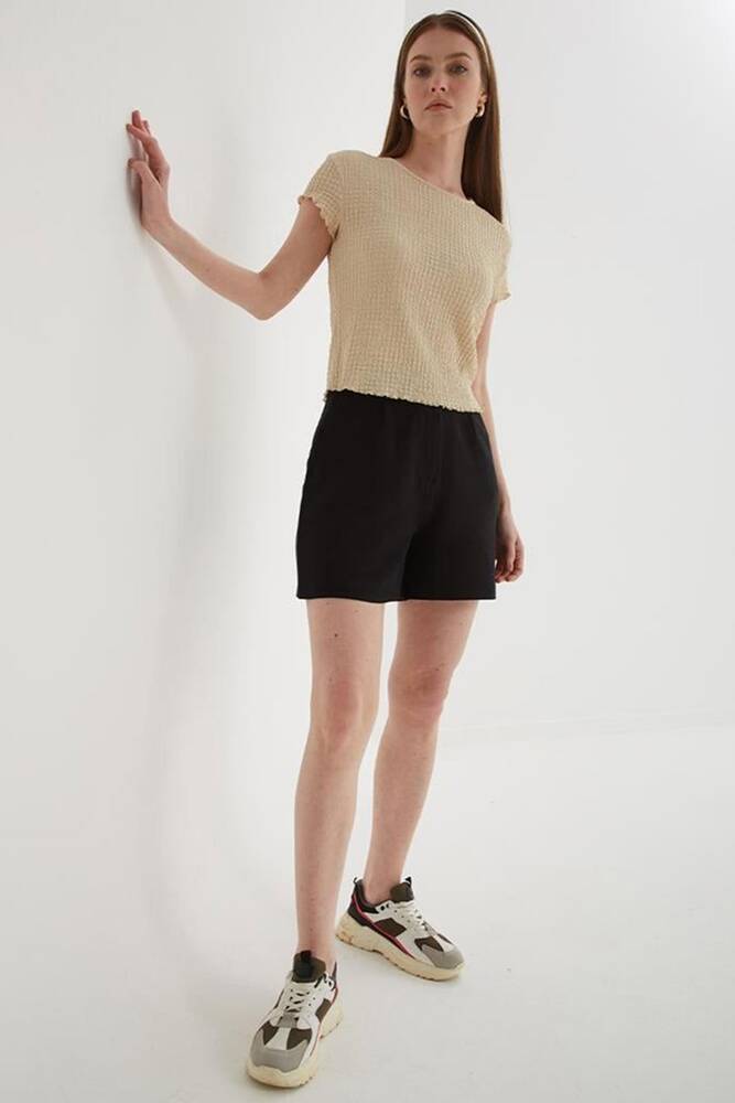 Kadın Pileli Şort 25Y0320K1 Siyah 