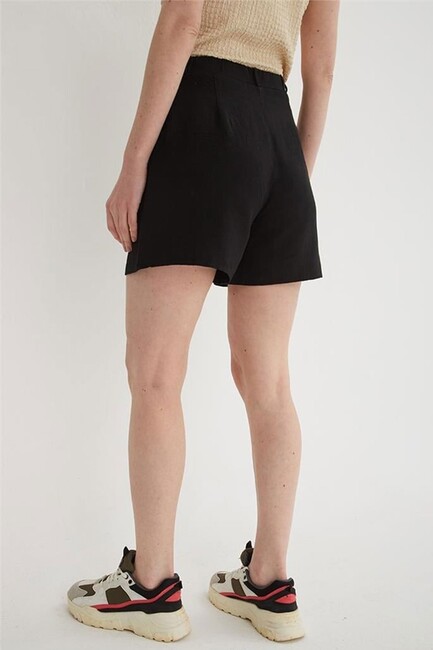 Kadın Pileli Şort 25Y0320K1 Siyah - Thumbnail