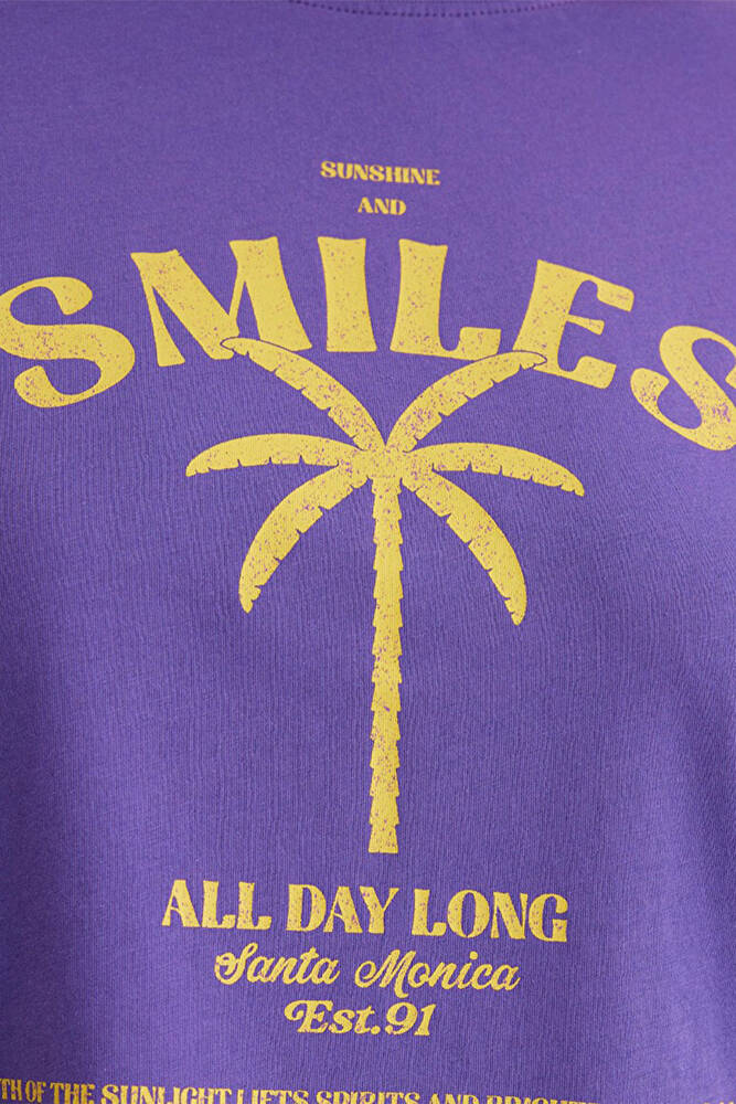 Kadın Plaj Baskılı Tişört 1613164-85888 Mor 