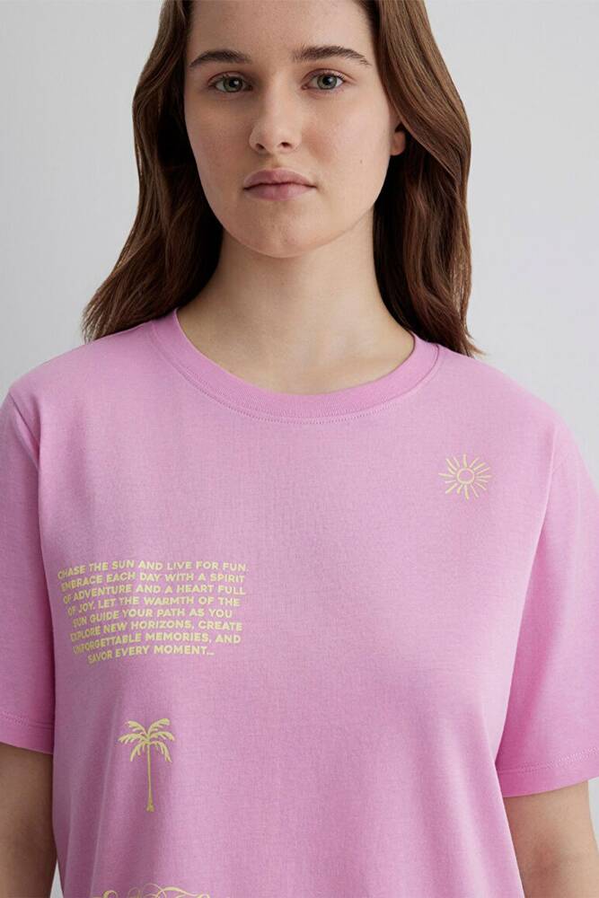 Kadın Plaj Baskılı Tişört 1613174-70972 Pembe 