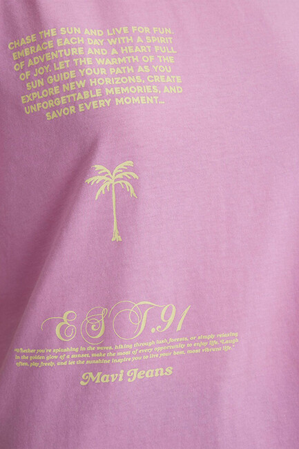 Kadın Plaj Baskılı Tişört 1613174-70972 Pembe - Thumbnail