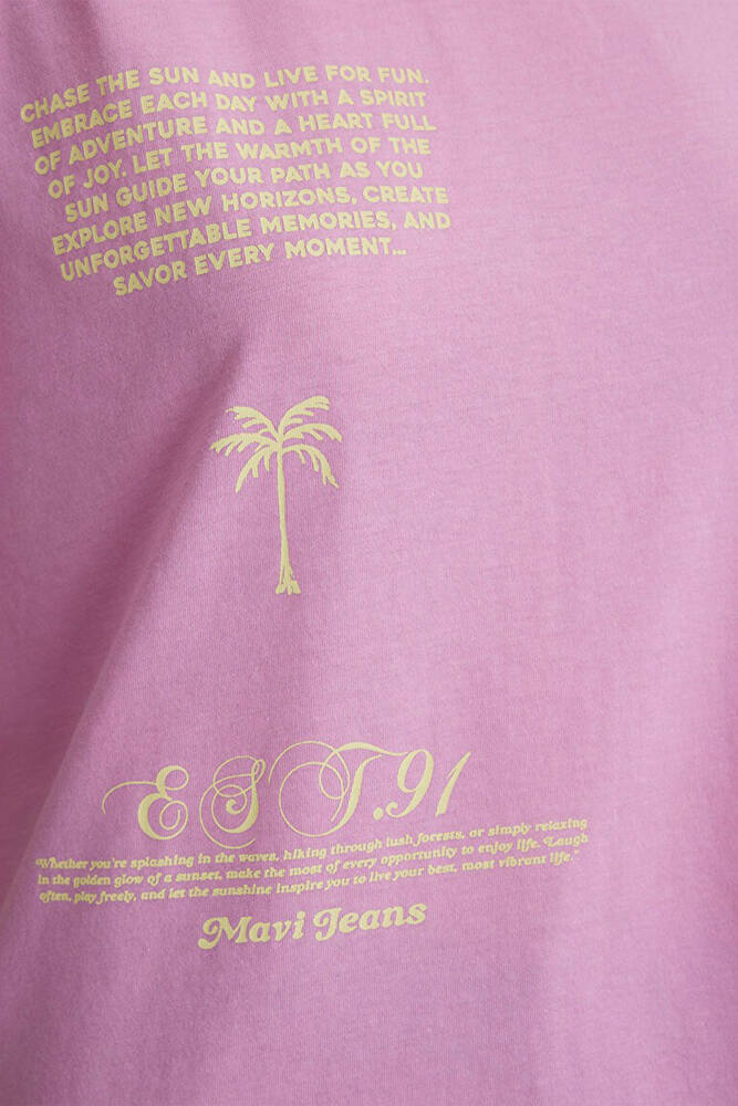 Kadın Plaj Baskılı Tişört 1613174-70972 Pembe 
