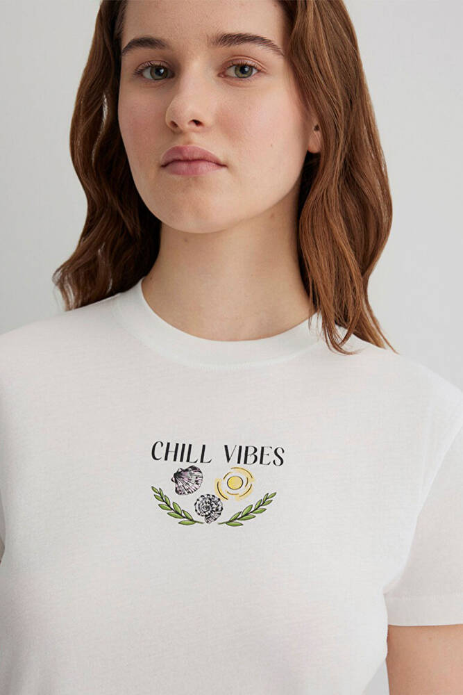 Kadın Plaj Baskılı Tişört 1613191-70057 Beyaz 