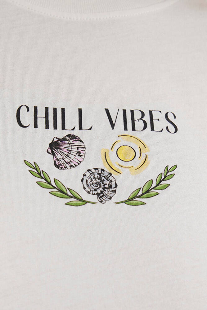 Kadın Plaj Baskılı Tişört 1613191-70057 Beyaz 