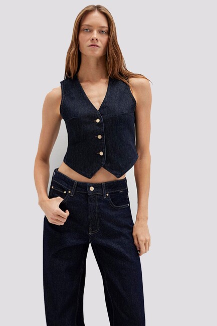 Kadın Polına Denim Yelek 1110754-90555 Lacivert (1)